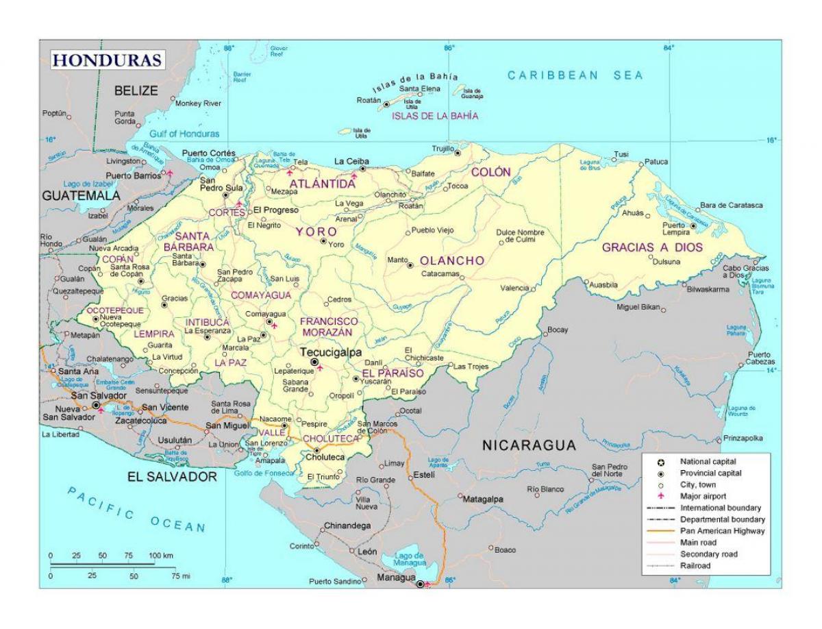 Honduras kartı ilə şəhərləri