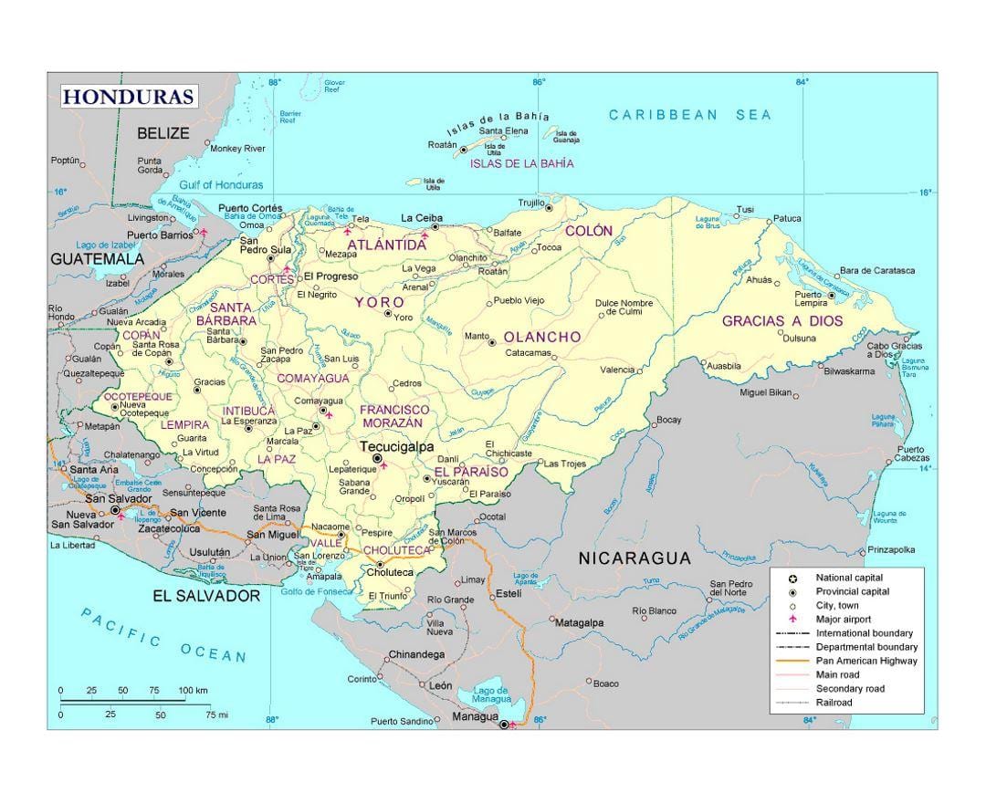 Honduras çaylarının xəritəsi